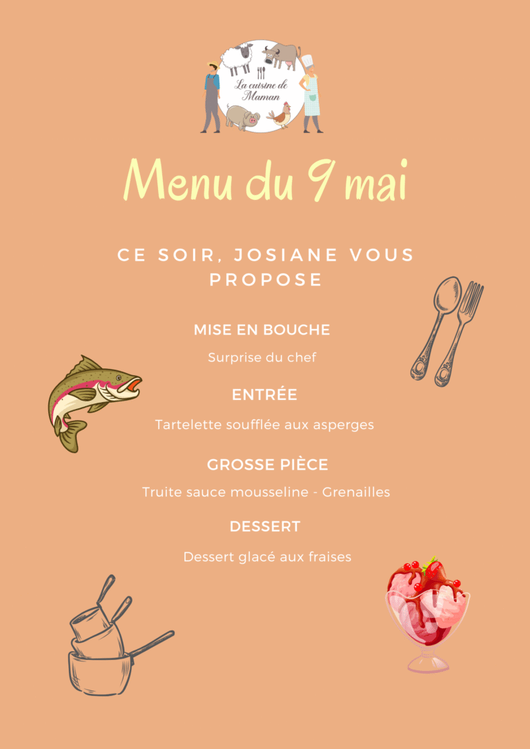 menu cuisine de maman 9 mai